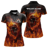 Maxcorners Custom Flame Skull Bowling Jersey for Men Bowling Uniform Polo & 1/4 Zip Bowling Team Shirts  LM1008