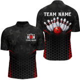 Maxcorners Bowling Shirt For Men 3D Custom Name Bowling Jersey Shirts Team Bowling League Polo & Quarter-Zip