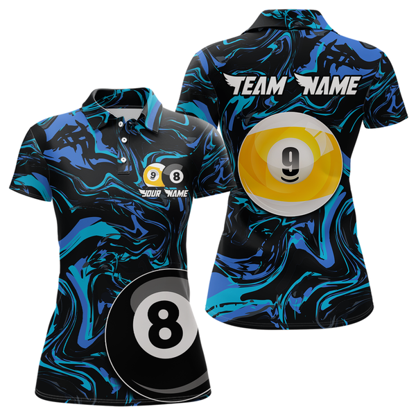 Maxcorners Teal-Turquoise 8 Ball & 9 Ball Custom Billiard Shirts For Men Billiard Team Jerseys  LM2206