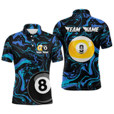 Maxcorners Teal-Turquoise 8 Ball & 9 Ball Custom Billiard Shirts For Men Billiard Team Jerseys  LM2206