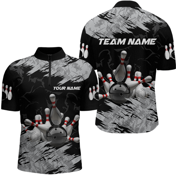 Maxcorners Bowling Shirt Bowling Jersey For Men Custom Bowling Gifts For Men Team With Name Polo & 1/4 Zip