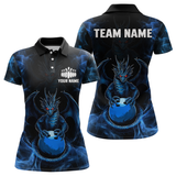 Maxcorners Blue Dragon Custom Name Bowling Shirts For Men, Bowling Team Jersey Polo & Quarter-Zip Shirt