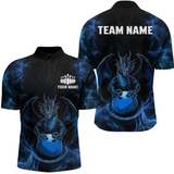 Maxcorners Blue Dragon Custom Name Bowling Shirts For Men, Bowling Team Jersey Polo & Quarter-Zip Shirt