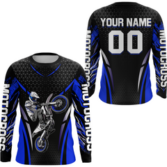 Maxcorners Custom Blue Motocross Shirts Racing Jersey UPF30+ Dirt Bike Jersey Kid Men Women LM2809