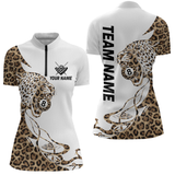 Maxcorners Personalized Leopard 8 Ball Billiard Shirts for Men Billiard Team Jersey Polo & 1/4 Zip Shirts MT1607