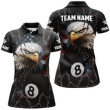 Maxcorners Custom Name Eagle Billiard Shirt American Flag Billiard Jersey For Men And Women Polo & 1/4 Zip Shirt Team