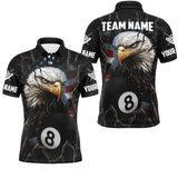 Maxcorners Custom Name Eagle Billiard Shirt American Flag Billiard Jersey For Men And Women Polo & 1/4 Zip Shirt Team