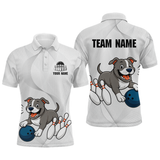 Maxcorners Custom Funny French Bulldog Bowling Men Polo & 1/4 Zip Shirts Bowling Team Jerseys LM3006