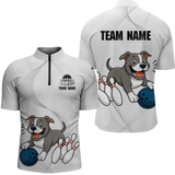 Maxcorners Custom Funny French Bulldog Bowling Men Polo & 1/4 Zip Shirts Bowling Team Jerseys LM3006