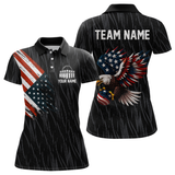 Maxcorners Custom American Flag Eagle Bowling Men Polo & 1/4 Zip Shirts Bowling Team Jerseys LM3006