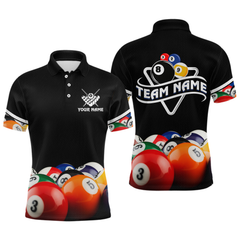 Maxcorners Custom Black 8 Ball Billiard Shirts for Men Billiard Team Shirts Billiard League Polo & 1/4 Zip MT2407