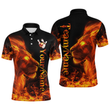 Maxcorners Orange Flaming Lion Bowling Custom Men Bowling Polo & Quarter-Zip Bowling Team Jerseys LM233