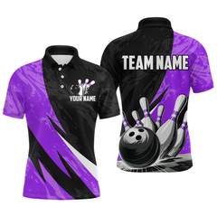 Maxcorners Custom Purple Bowling Custom Men Bowling Shirt Polo & Quarter-Zip Bowling Team Jerseys LM0706