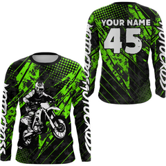 Maxcorners Green Motocross Racing Jersey UPF30+ MX Racing Dirt Bike Jersey Kid Men Women LM2809