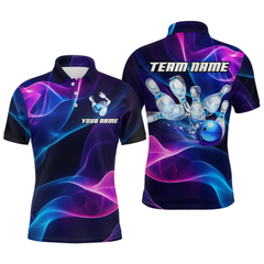 Maxcorners Custom Galaxy Bowling Jersey for Men Polo & 1/4 Zip Bowling Team Shirts Bowling League TU0212