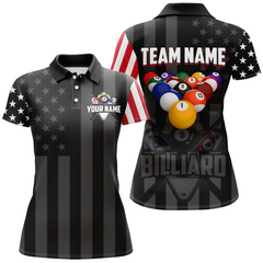 Maxcorners American Flag Billiard Shirt Custom Billiard Jersey For Men Billiard Gifts For Men Team Polo & 1/4 Zip