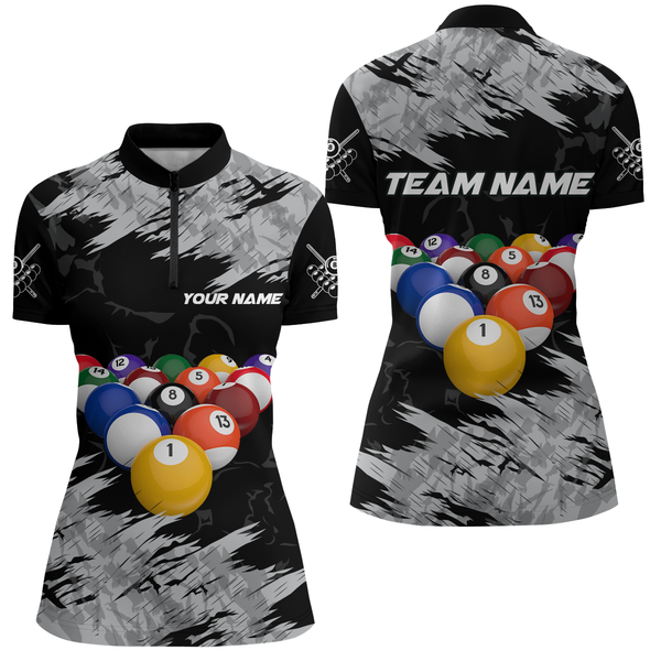 Maxcorners Personalized Billiard Shirt Billiard Jersey For Men Billiard Gifts For Men Team 8 Ball Pool Billiard Polo & 1/4 Zip