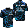Maxcorners Blue Bowling Custom Men Bowling Shirt Polo & Quarter-Zip Bowling Team Jerseys LM263