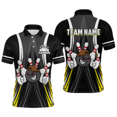 Maxcorners Custom Funny Bowling Men Shirts Bowling Uniform Polo & 1/4 Zip Bowling Team Jerseys TU2907