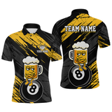 Maxcorners Custom Yellow Funny Beer 8 Ball Billiard Shirts for Men Billiard Team Shirts Polo & 1/4 Zip TU2908