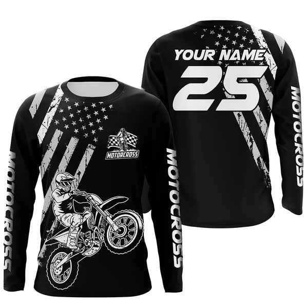 Maxcorners Custom Dirt Bike Jersey Patriotic Motocross Jersey Upf30+ Mens Women Motocross Shirt| MT2709