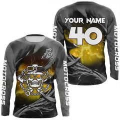 Maxcorners Adult&Kid Yellow Skull Custom Dirt Bike Jersey Motocross Jersey Upf30+ Motocross Shirt| LM2809