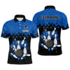 Maxcorners Blue Bowling Jersey Men And Women Custom Bowling Shirts Unisex Polo Bowling Team Shirt