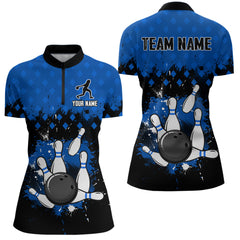 Maxcorners Blue Bowling Jersey Men And Women Custom Bowling Shirts Unisex Polo Bowling Team Shirt