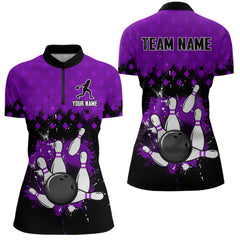 Maxcorners Purple Bowling Jersey Men And Women Custom Bowling Shirts Unisex Polo Bowling Team Shirt
