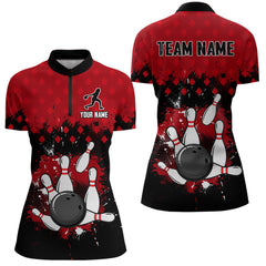 Maxcorners Red Bowling Jersey Men And Women Custom Bowling Shirts Unisex Polo Bowling Team Shirt