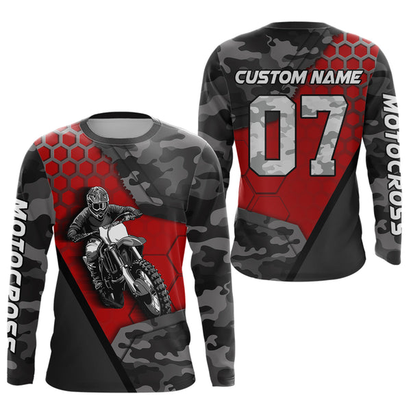 Maxcorners Red Motocross Jersey Upf30+ Custom Dirt Bike Jersey Mens Women Off-Road Jersey Adult&Kid MT2809