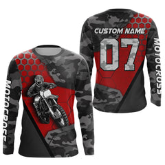 Maxcorners Red Motocross Jersey Upf30+ Custom Dirt Bike Jersey Mens Women Off-Road Jersey Adult&Kid MT2809
