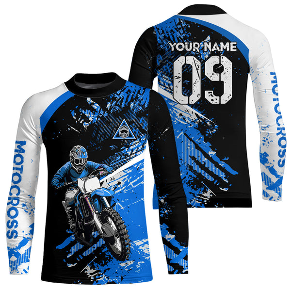 Maxcorners Adult&Kid Custom Motocross Jersey Blue UPF30+ MX Racing Biker Off-road Dirt Bike Racewear| MT2809