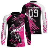 Maxcorners Adult&Kid Custom Motocross Jersey Pink UPF30+ MX Racing Biker Off-road Dirt Bike Racewear| MT2809