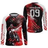 Maxcorners Adult&Kid Custom Motocross Jersey Red UPF30+ MX Racing Biker Off-road Dirt Bike Racewear| MT2809