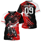 Maxcorners Adult&Kid Custom Motocross Jersey Red UPF30+ MX Racing Biker Off-road Dirt Bike Racewear| MT2809