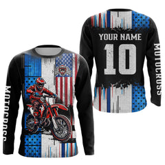 Maxcorners Custom American Flag Dirt Bike Jersey Motocross Jersey Upf30+ Motocross Shirt LM2809
