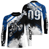 Maxcorners Adult  blue custom dirt bike jersey Motocross jersey upf30+ mens women Motocross Shirt| MT2709