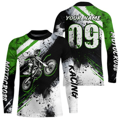 Maxcorners Adult green custom dirt bike jersey Motocross jersey upf30+ mens women Motocross Shirt| MT2709