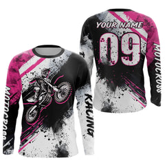 Maxcorners Adult pink custom dirt bike jersey Motocross jersey upf30+ mens women Motocross Shirt| MT2709