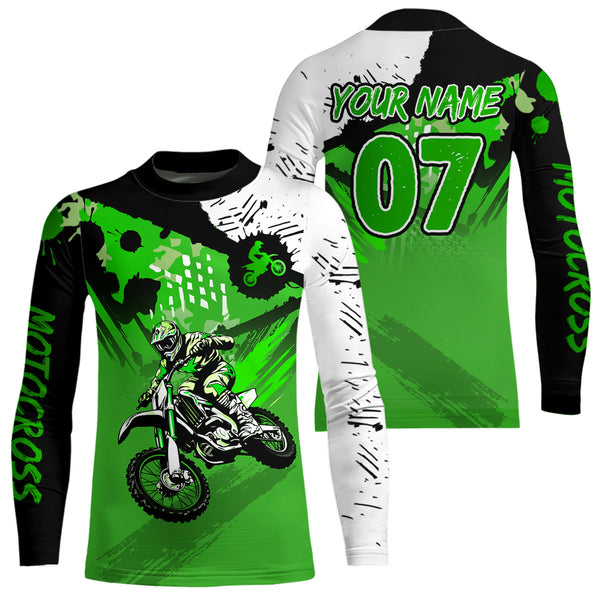 Maxcorners Custom Motocross Jersey Green Dirt Bike Clothes Upf30+ Mens Women Motorcycle Jersey| MT2709