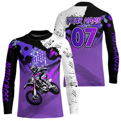 Maxcorners Custom Motocross Jersey Purple Dirt Bike Clothes Upf30+ Mens Women Motorcycle Jersey| MT2709