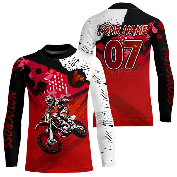 Maxcorners Custom Motocross Jersey Red Dirt Bike Clothes Upf30+ Mens Women Motorcycle Jersey| MT2709