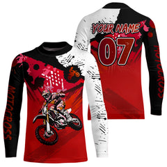 Maxcorners Custom Motocross Jersey Red Dirt Bike Clothes Upf30+ Mens Women Motorcycle Jersey| MT2709