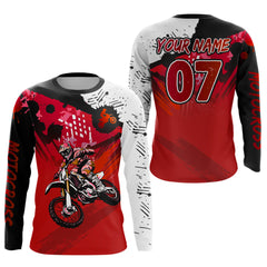 Maxcorners Custom Motocross Jersey Red Dirt Bike Clothes Upf30+ Mens Women Motorcycle Jersey| MT2709
