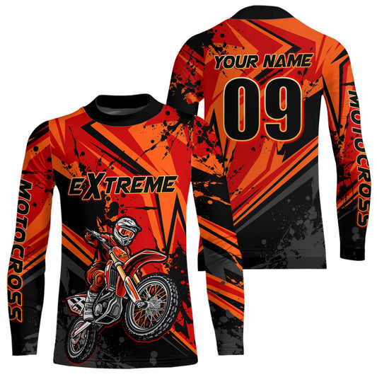 Maxcorners Custom Dirt Bike Jersey Orange Motocross Jersey Upf30+ Mens Women Extreme Racing Shirt| MT2809