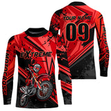 Maxcorners Custom Dirt Bike Jersey Red Motocross Jersey Upf30+ Mens Women Extreme Racing Shirt| MT2809