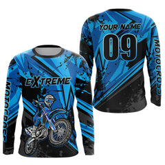 Maxcorners Custom Dirt Bike Jersey Blue Motocross Jersey Upf30+ Mens Women Extreme Racing Shirt LM2809