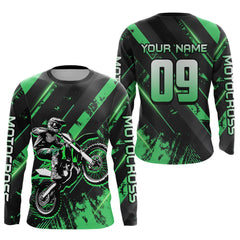 Maxcorners Custom Green Dirt Bike Jersey Motocross Shirt Upf30+ Motocross Shirt LM2809