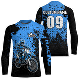 Maxcorners Custom Blue Motocross Jersey for Men Women Upf30+ Dirt Bike Shirt Motorcycle Jersey| MT2709